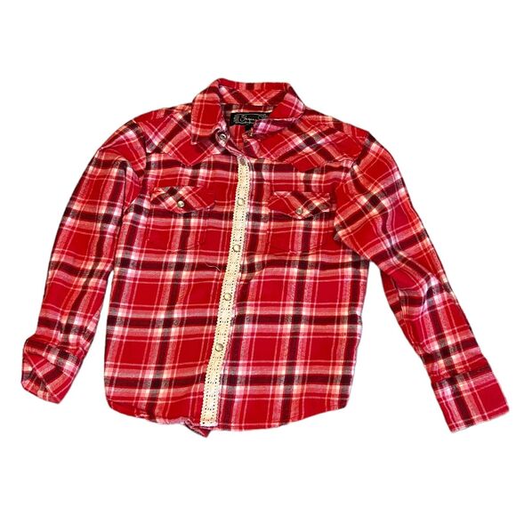 Shyanne Toddler Girls Size 3T Red Plaid Long Sleeve Pearl Snap Western Shirt - Picture 1 of 4